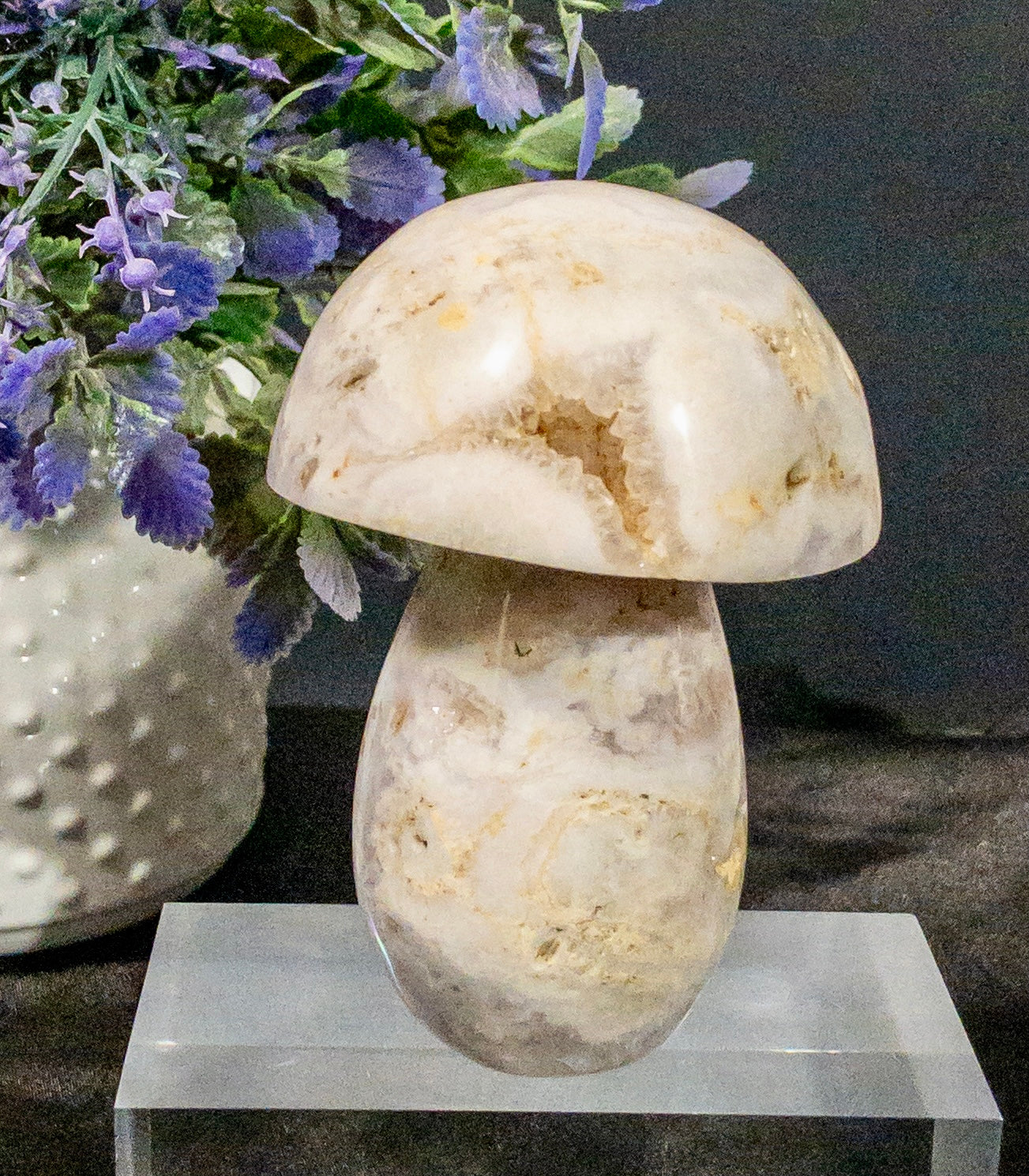 Ágata Pulida en Forma de Hongo | Figura Mineral Coleccionable